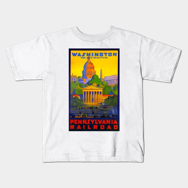 Vintage Travel - Washington Kids T-Shirt by Culturio